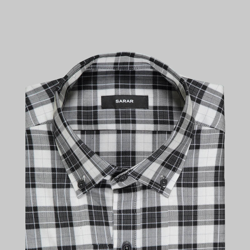 Eleta Uzun Kol Klasik Kareli Siyah Gömlek - 4