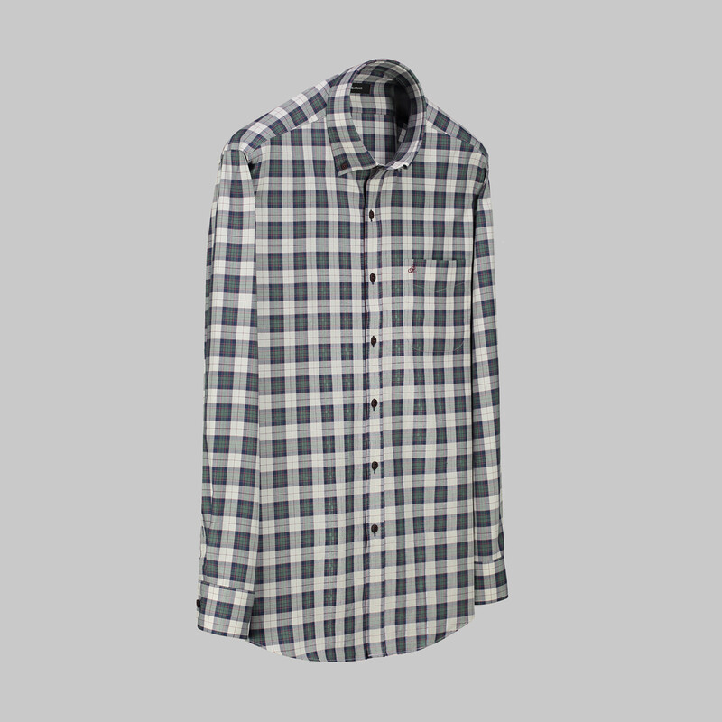 Eleta Uzun Kol Klasik Kareli Yeşil Gömlek 