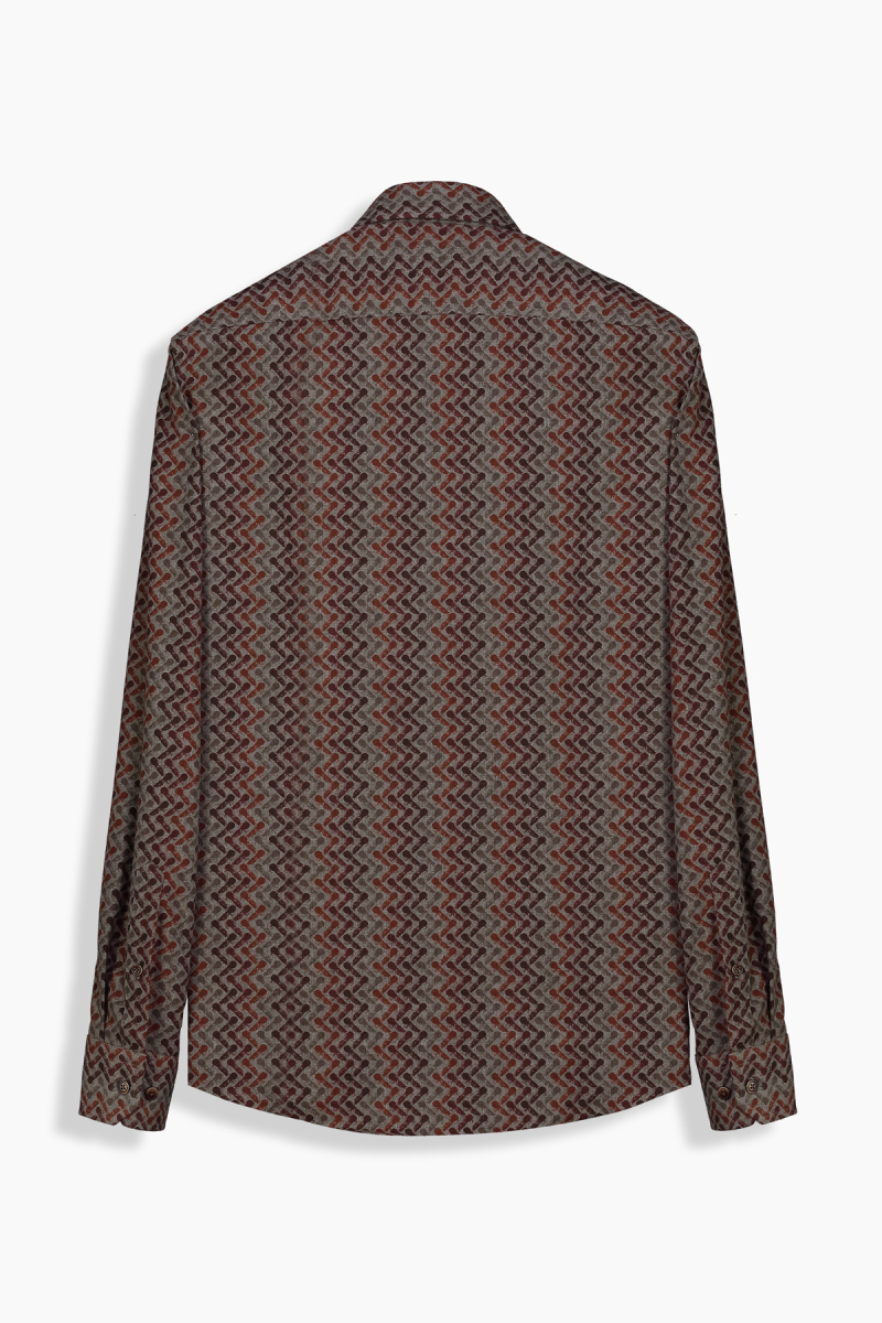 Eleta Uzun Kol Slim Desenli Bordo Gömlek - 2