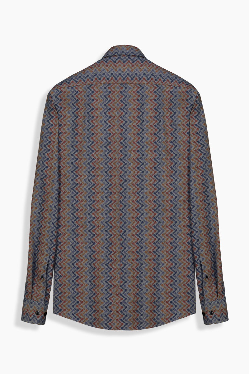 Eleta Uzun Kol Slim Desenli Gri Gömlek - 2