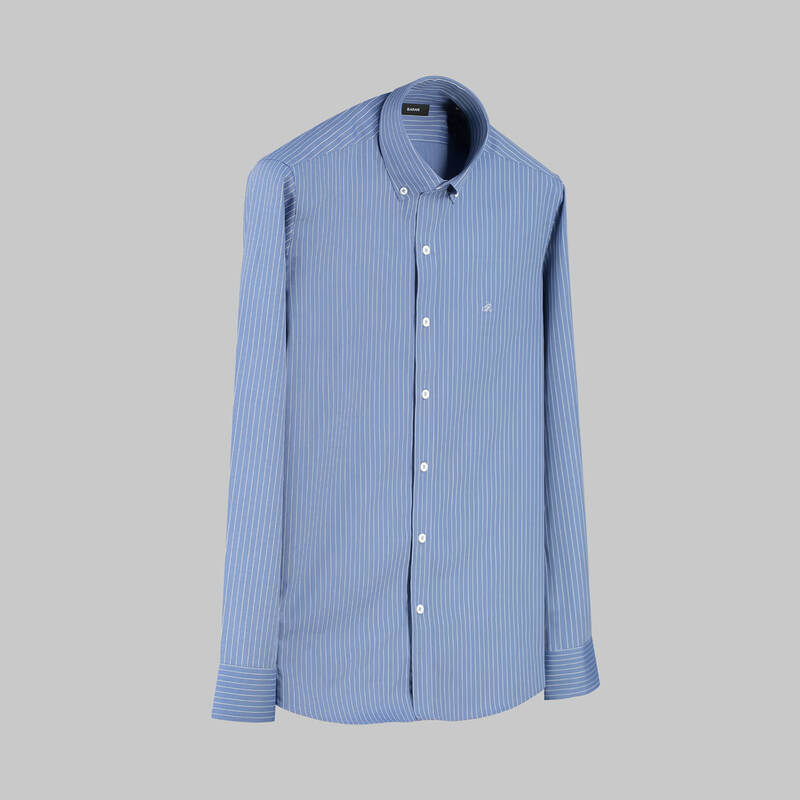 Eleta Uzun Kol Mavi Slim Gömlek - 1