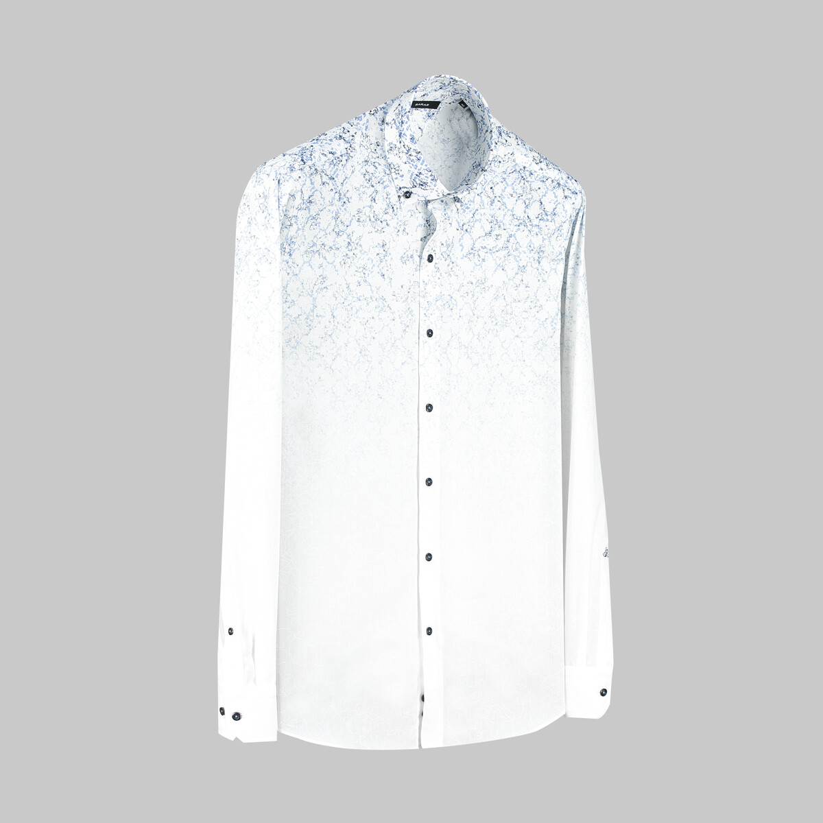 Eleta Uzun Kol Desenli Slim Mavi Gömlek