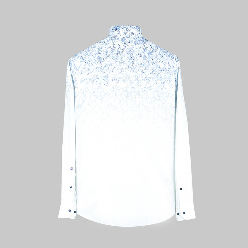 Eleta Uzun Kol Desenli Slim Mavi Gömlek - 2