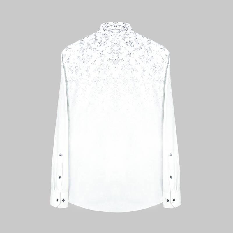 Eleta Uzun Kol Desenli Slim Lacivert Gömlek - 2