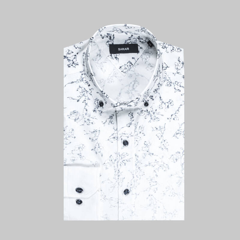 Eleta Uzun Kol Desenli Slim Lacivert Gömlek - 3