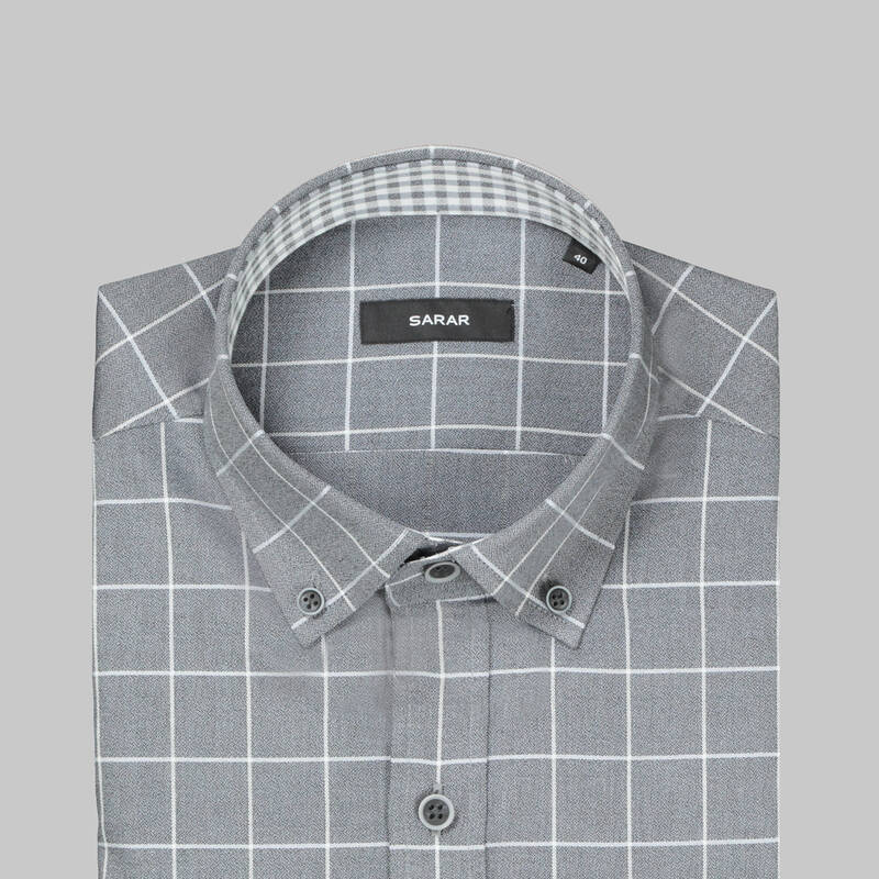 Eleta Kareli Gri Slim Gömlek - 4