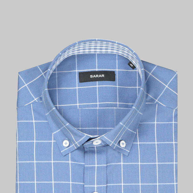 Eleta Kareli Mavi Slim Gömlek - 4