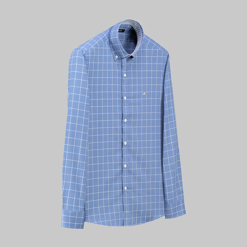 Eleta Kareli Mavi Slim Gömlek 