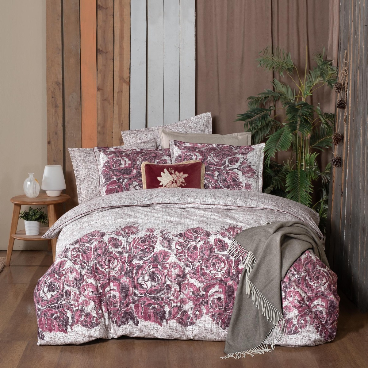 Elfida Flanel Nevresim Takımı King Size Pembe - 1