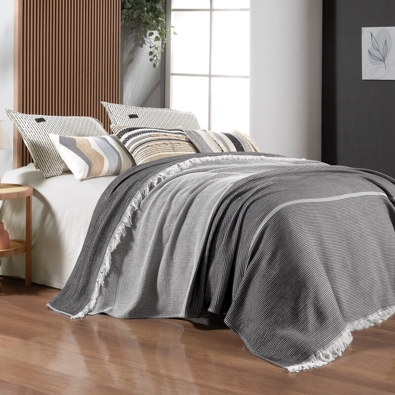 Eliot Yatak Örtüsü Çift Kişilik Siyah 