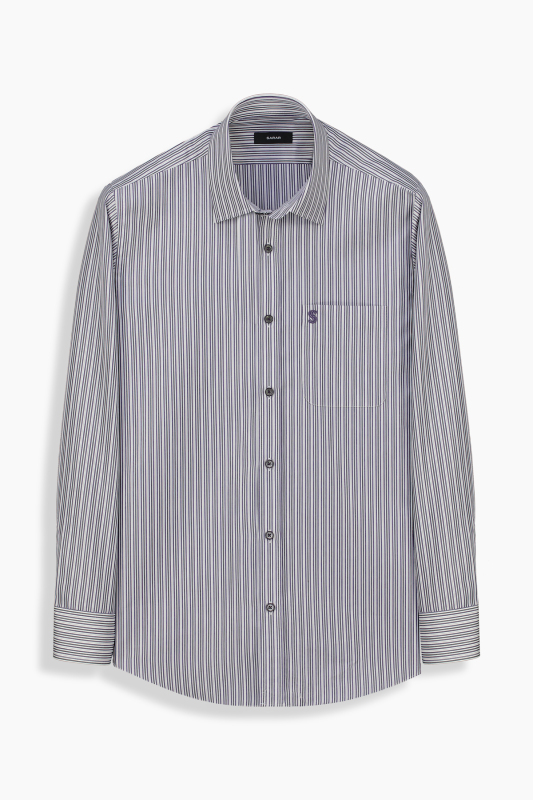 Elvio Çizgili Cepli Mor Gömlek - SARAR