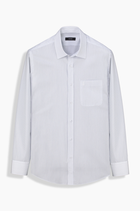 Elvio Çizgili Klasik Lacivert Gömlek - SARAR