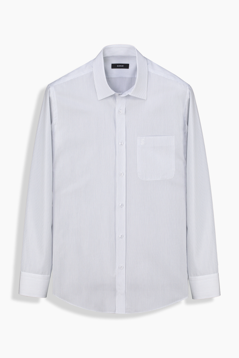 Elvio Çizgili Klasik Lacivert Gömlek - 1