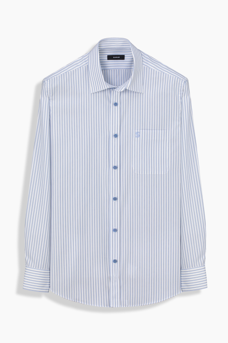 Elvio Co Çizgili Mavi Gömlek - 1