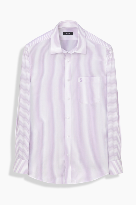 Elvio Çizgili Mor Klasik Gömlek - SARAR