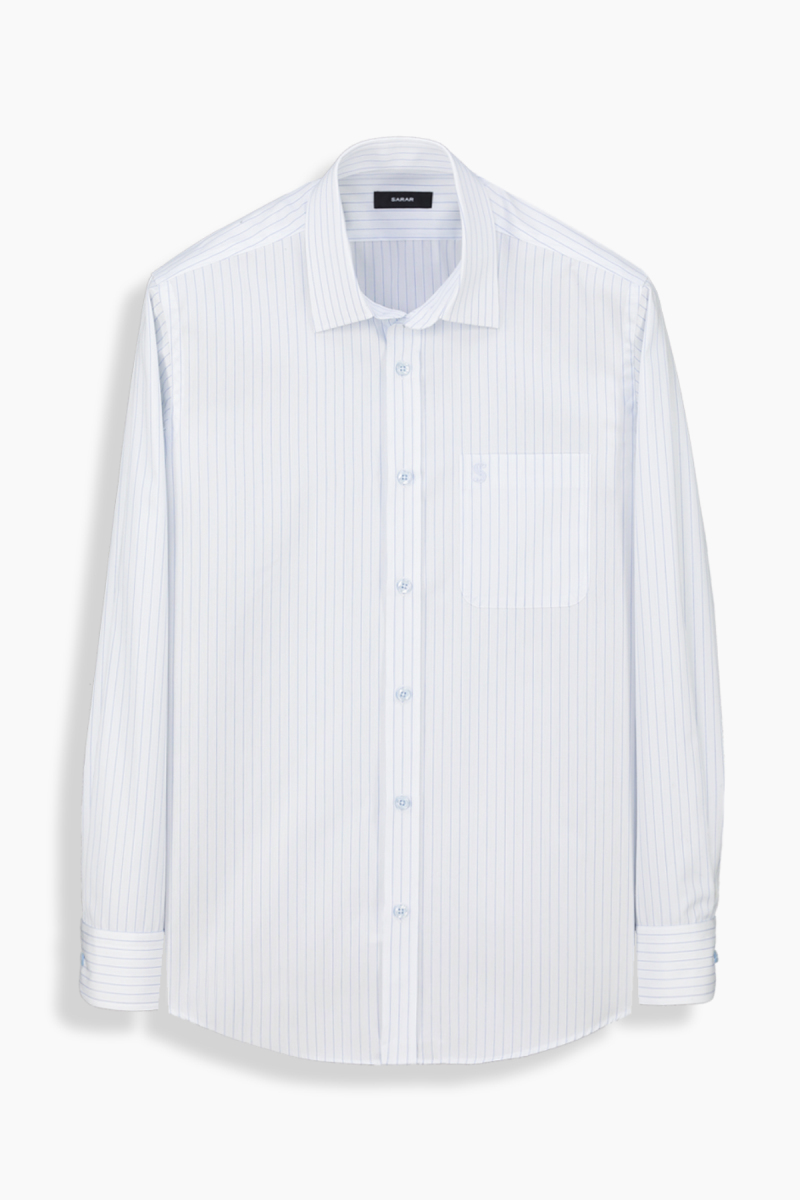 Elvio Co Çizgili Uzun Kol Mavi Gömlek - 1