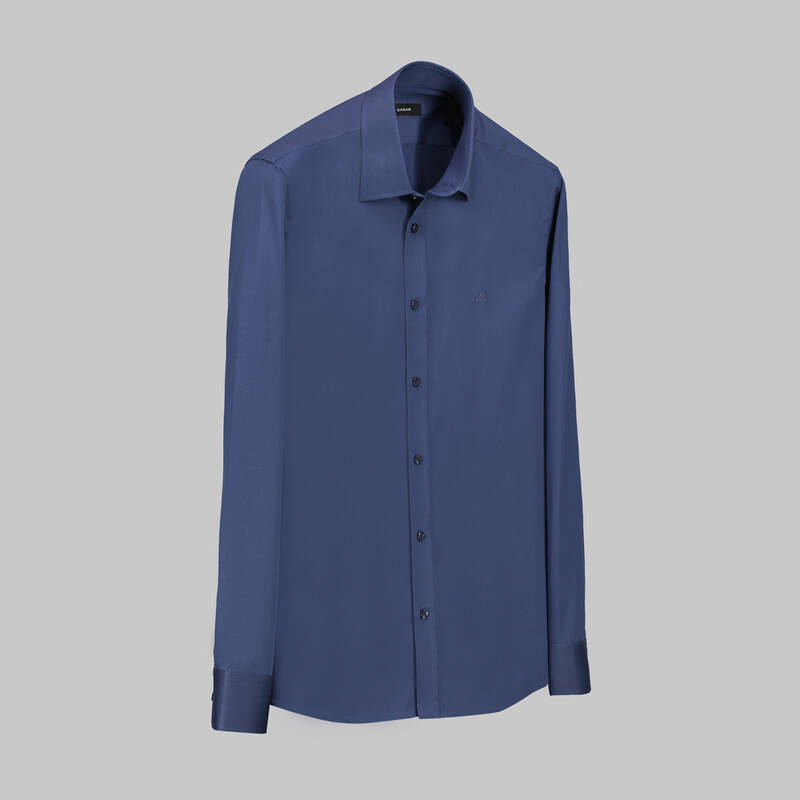 Elvio Easy Iron Slim Fit Açık Lacivert Gömlek - 1