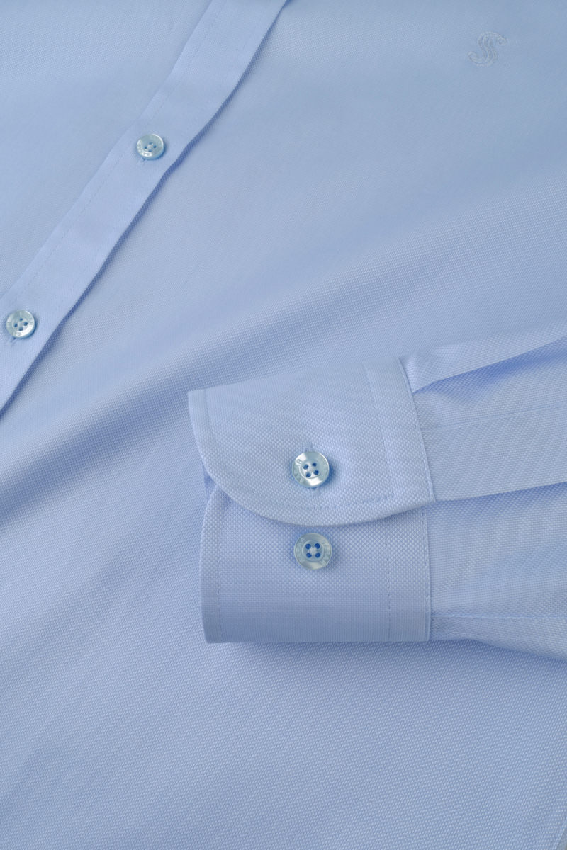 Elvio Easy Iron Slim Fit Açık Mavi Pamuklu Gömlek - 3