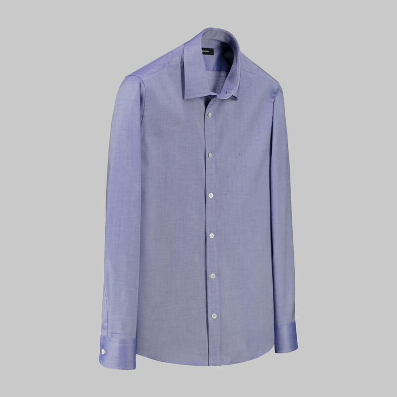 Elvio Easy Iron Slim Fit Koyu Mavi Gömlek 