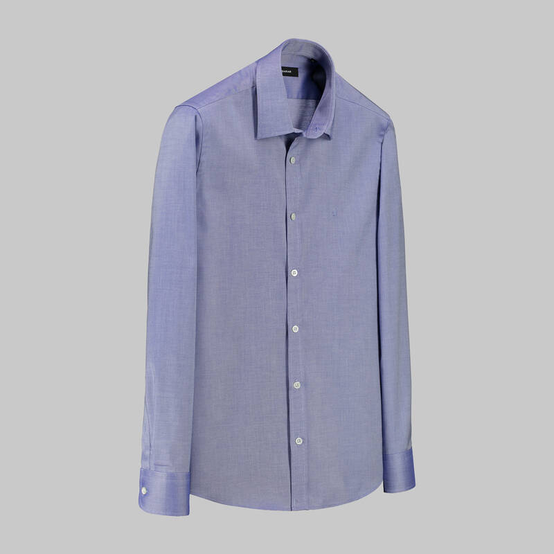 Elvio Easy Iron Slim Fit Koyu Mavi Gömlek - 1