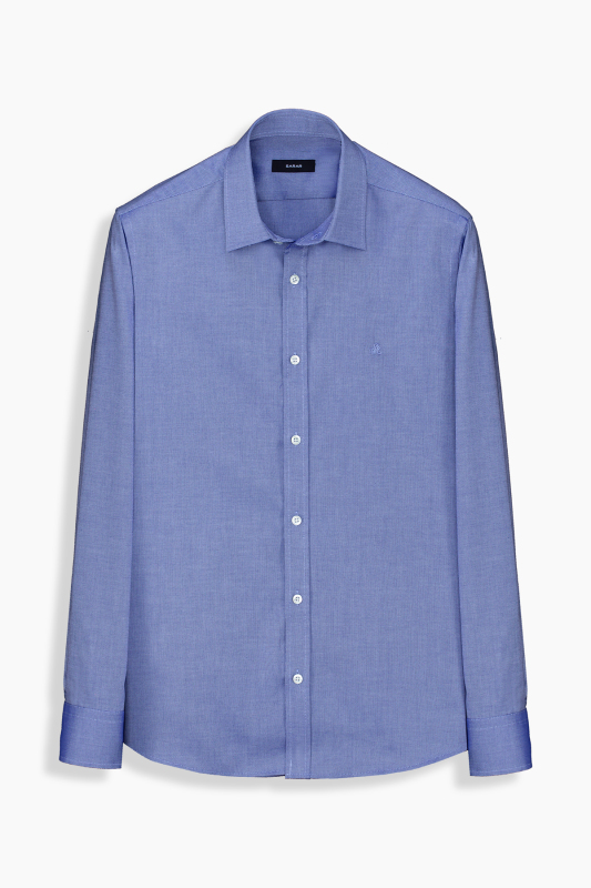 Elvio Easy Iron Slim Fit Koyu Mavi Pamuklu Gömlek 