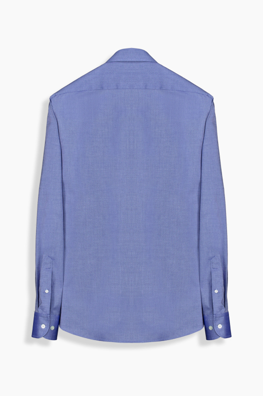 Elvio Easy Iron Slim Fit Koyu Mavi Pamuklu Gömlek - SARAR