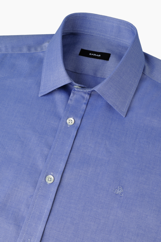 Elvio Easy Iron Slim Fit Koyu Mavi Pamuklu Gömlek - SARAR