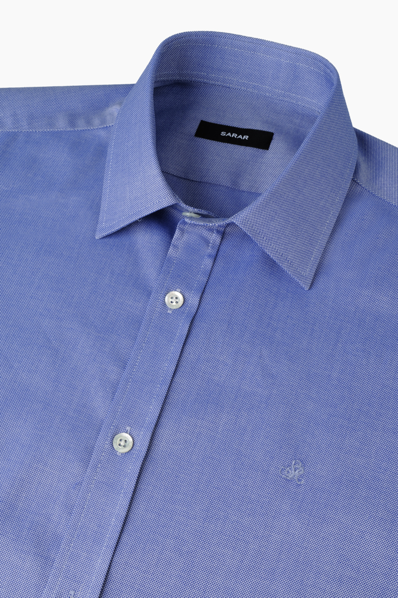 Elvio Easy Iron Slim Fit Koyu Mavi Pamuklu Gömlek - 3