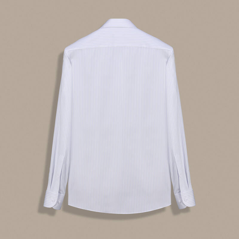 Elvio İnce Çizgili Slim Fit Açık Mavi Gömlek - 2