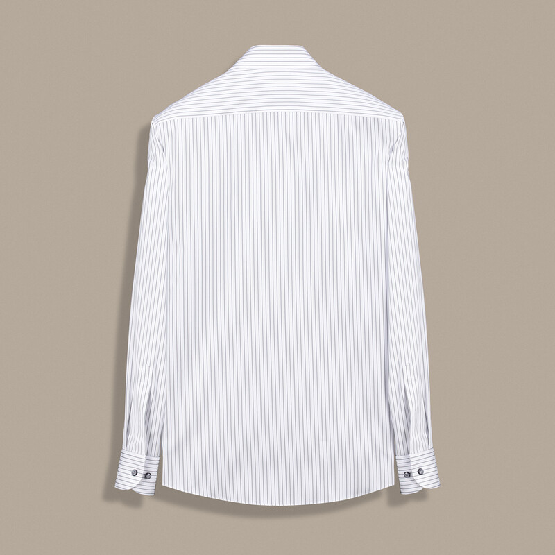 Elvio İnce Çizgili Slim Fit Gri Gömlek - SARAR