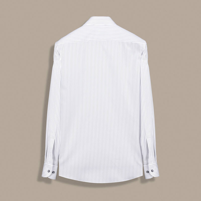Elvio İnce Çizgili Slim Fit Gri Gömlek - 2