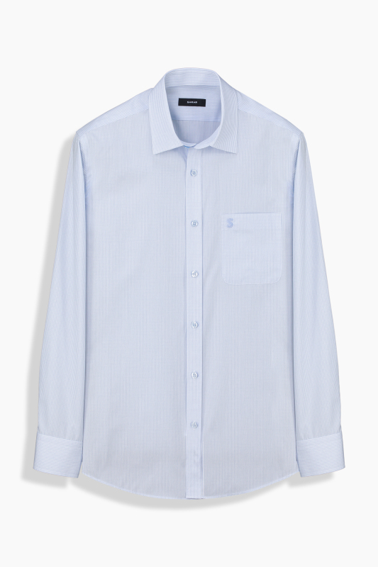 Elvio Klasik Kareli Mavi Gömlek - SARAR