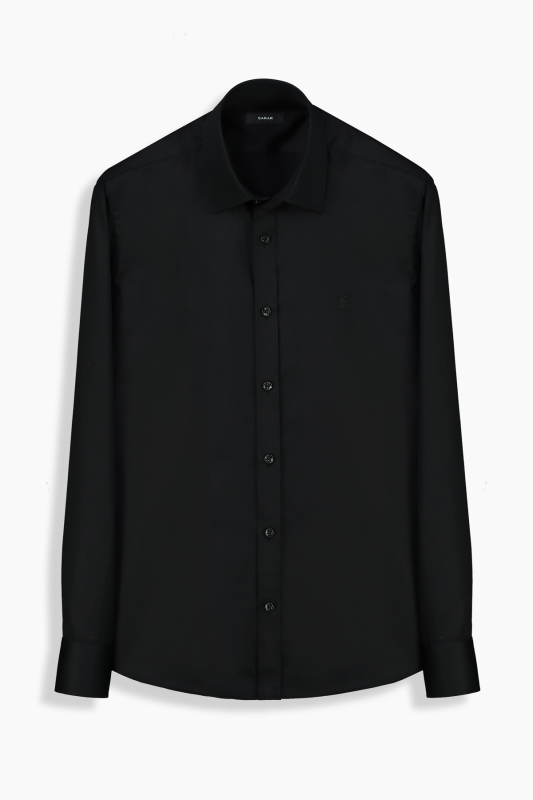 Elvio Non-Iron Slim Fit Siyah Gömlek - SARAR