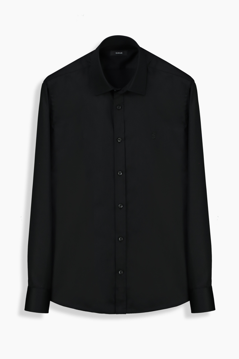 Elvio Non-Iron Slim Fit Siyah Gömlek - 1