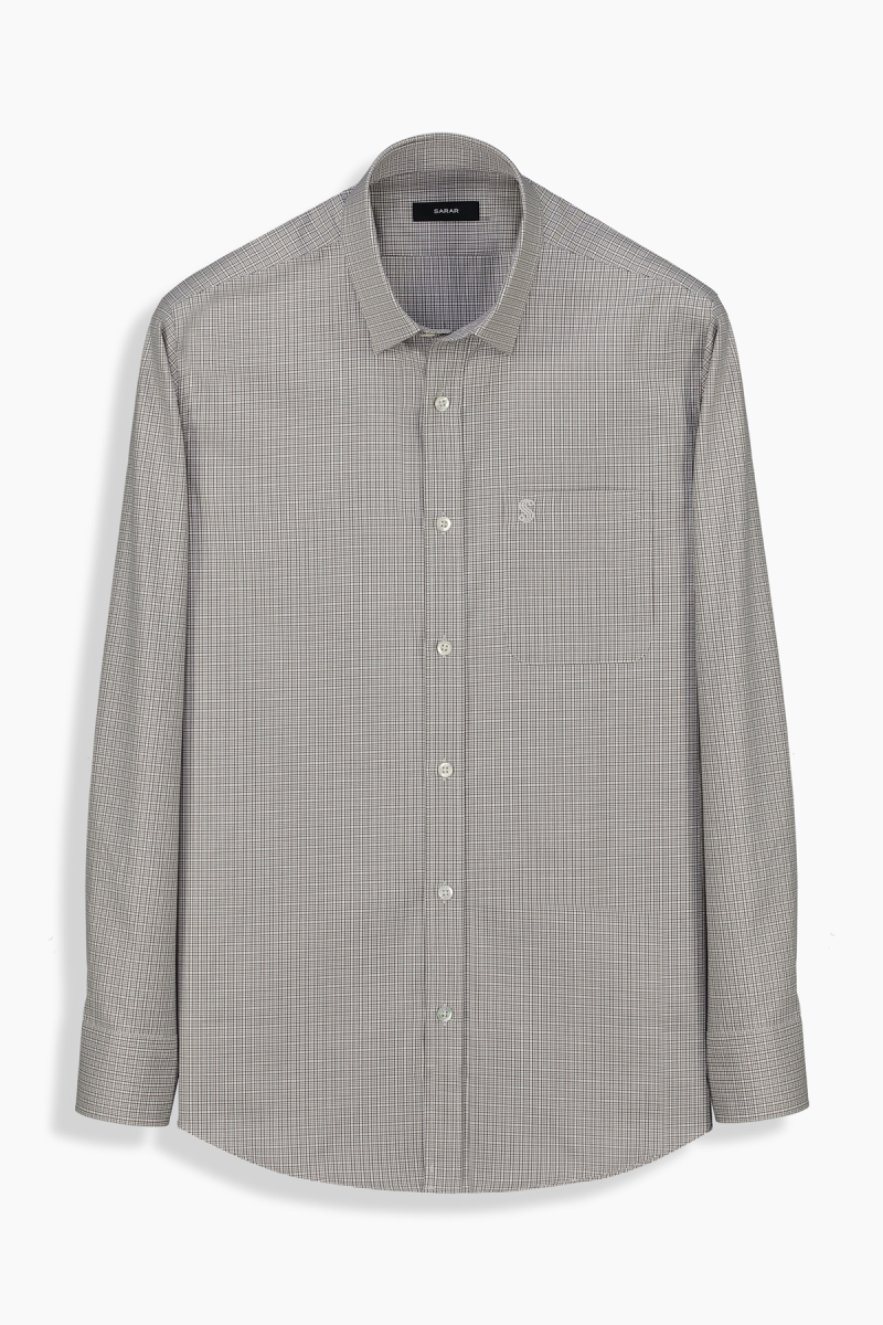 Elvio Pamuklu Kahverengi Ekose Gömlek - 1