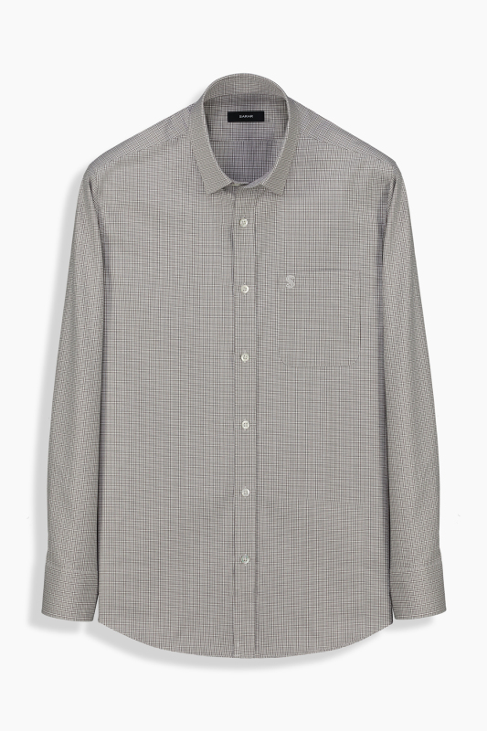 Elvio Pamuklu Kahverengi Ekose Gömlek - SARAR