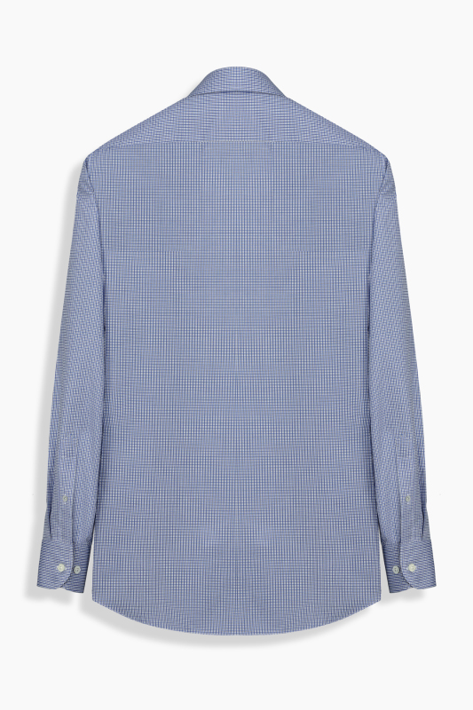 Elvio Pamuklu Mavi Ekose Gömlek - SARAR