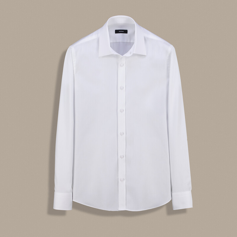 Elvio Pamuklu Slim Fit Beyaz Gömlek 