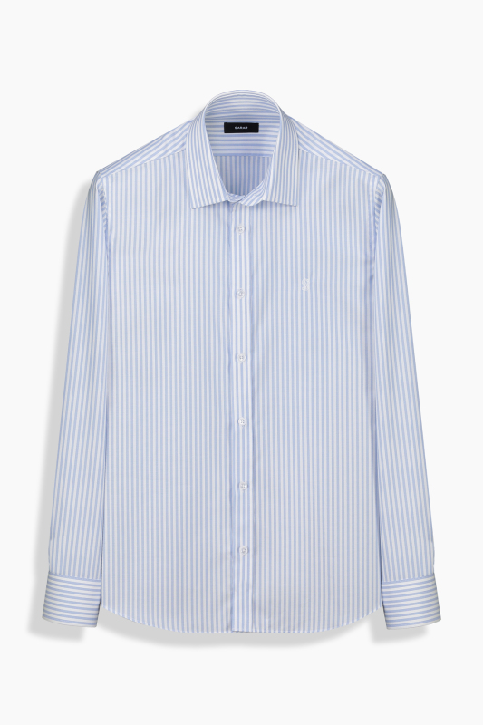 Elvio Pamuklu Slim Mavi Gömlek 