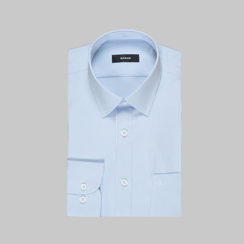 Elvio Selection Çizgili Açık Mavi Gömlek - SARAR