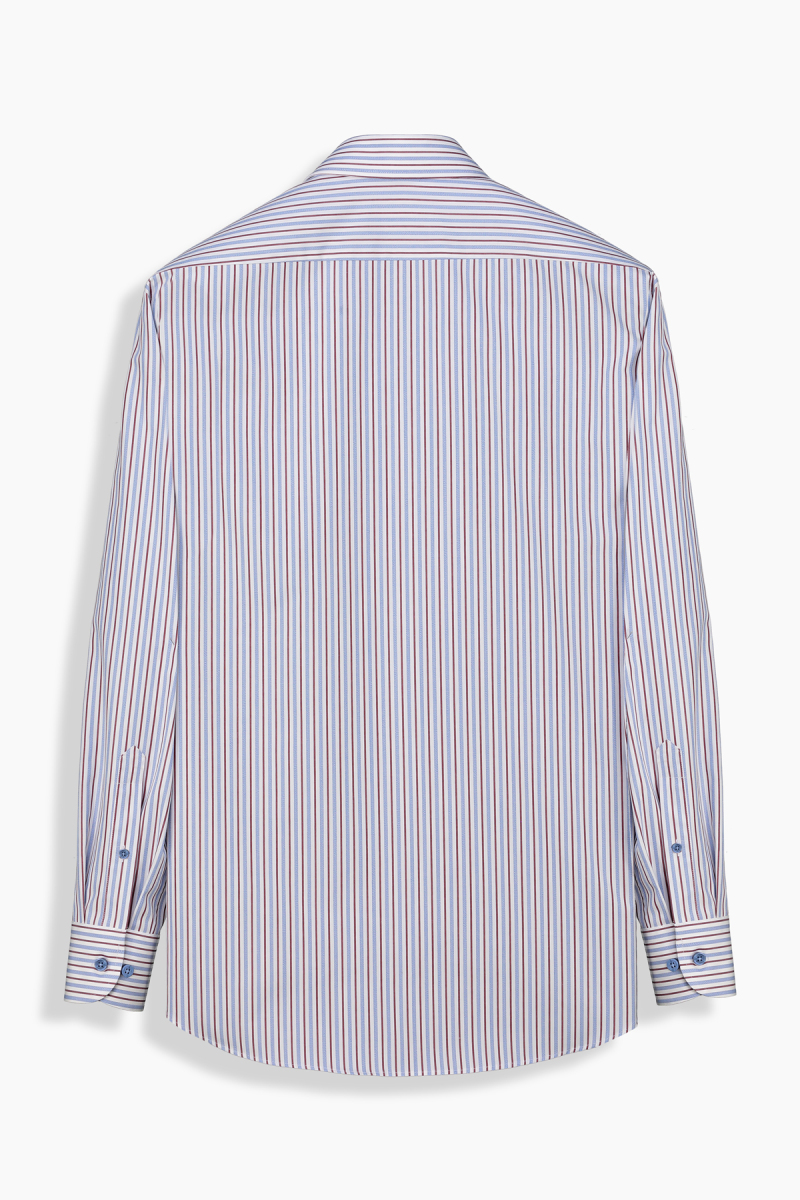 Elvio Uzun Kol Çizgili Cepli Kırmızı Gömlek - 2