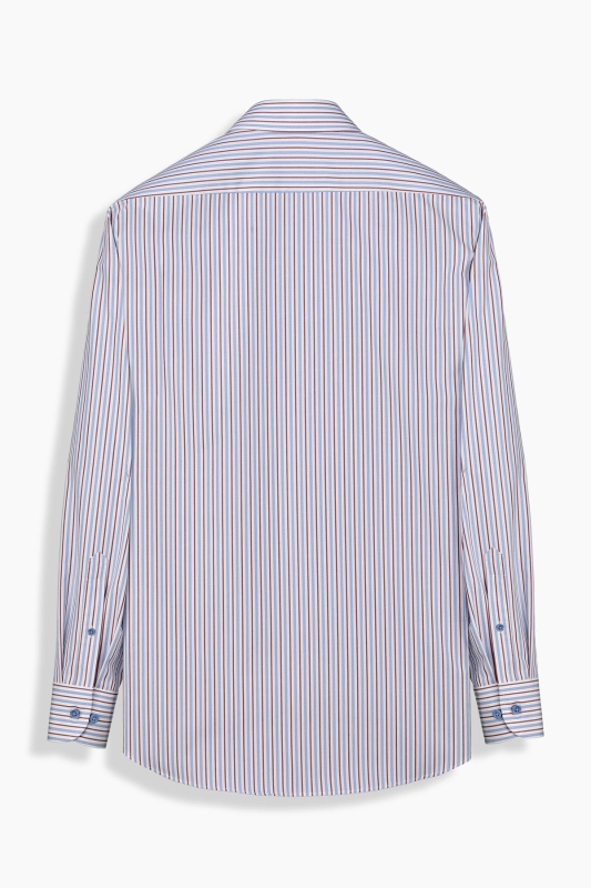 Elvio Uzun Kol Çizgili Cepli Lacivert Gömlek - SARAR