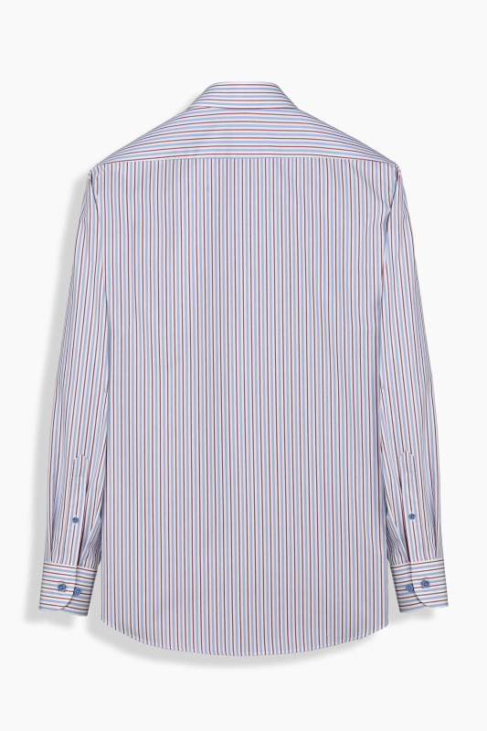 Elvio Uzun Kol Çizgili Cepli Lacivert Gömlek - SARAR
