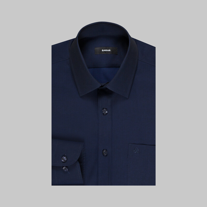 Elvio Uzun Kol Klasik Lacivert Gömlek - SARAR