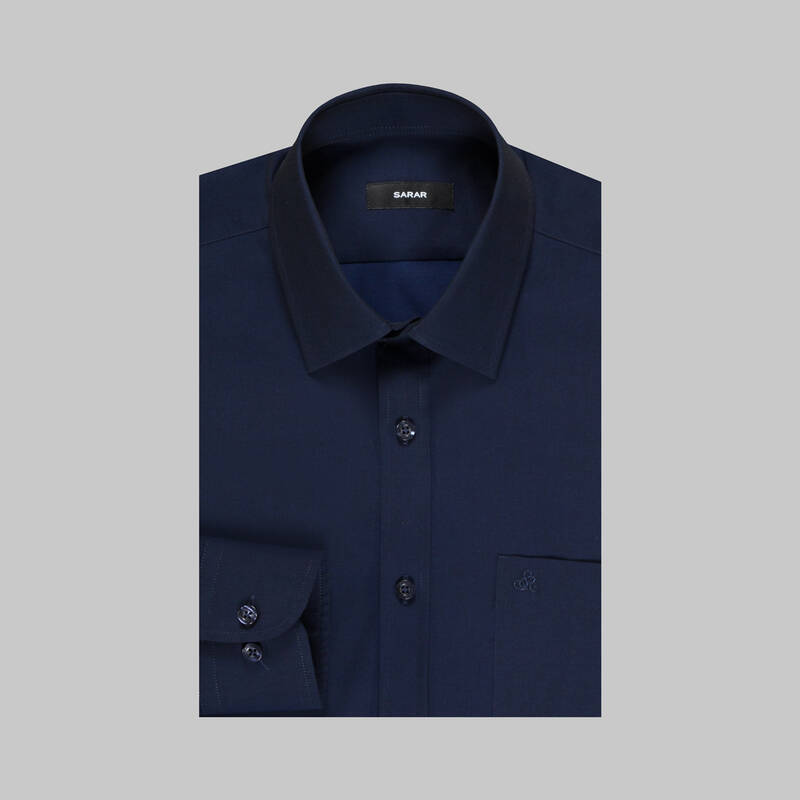 Elvio Uzun Kol Klasik Lacivert Gömlek - 3