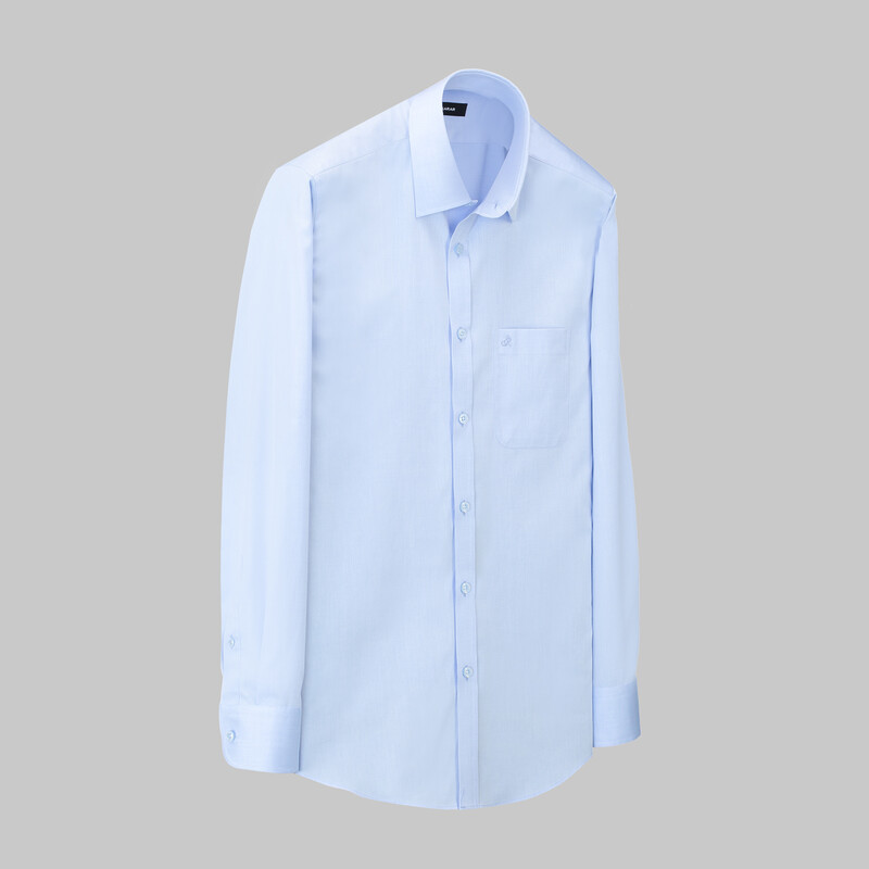 Elvio Uzun Kol Klasik Koyu Mavi Gömlek 