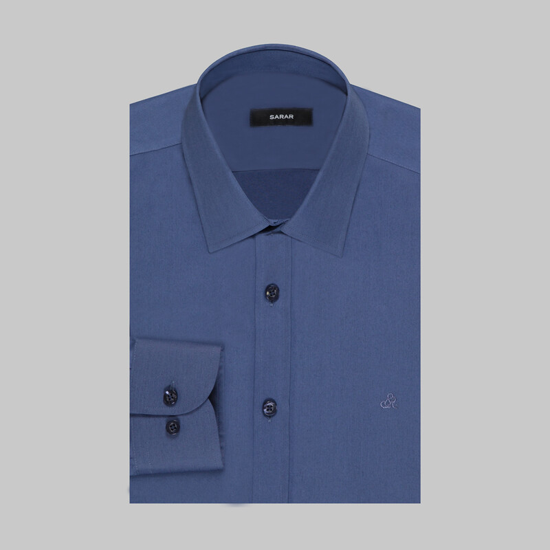 Elvio Uzun Kol Slim Açık Lacivert Gömlek - SARAR