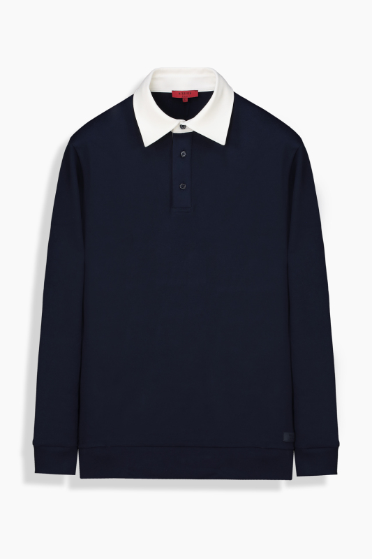 Elvira Polo Yaka Açık Lacivert Sweatshirt - INTERVIEW