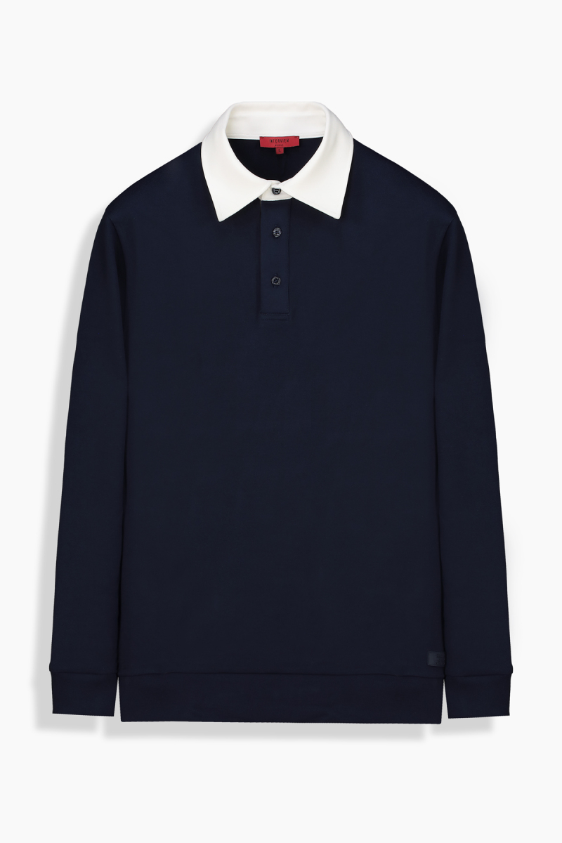 Elvira Polo Yaka Açık Lacivert Sweatshirt - 1