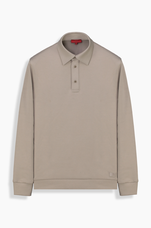 Elvira Polo Yaka Bej Sweatshirt - INTERVIEW